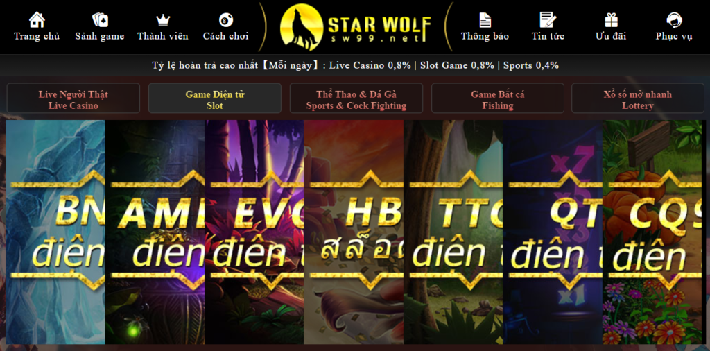 Slot game tại Star Wolf